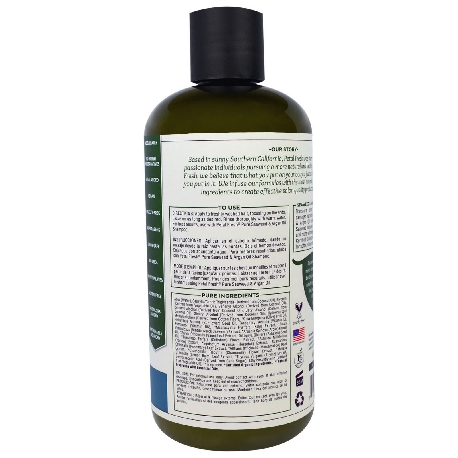 Petal Fresh, Pure, Condicionador de Fortalecimento Algas Marinhas & Óleo de Argania, 475 ml - Imagem 2