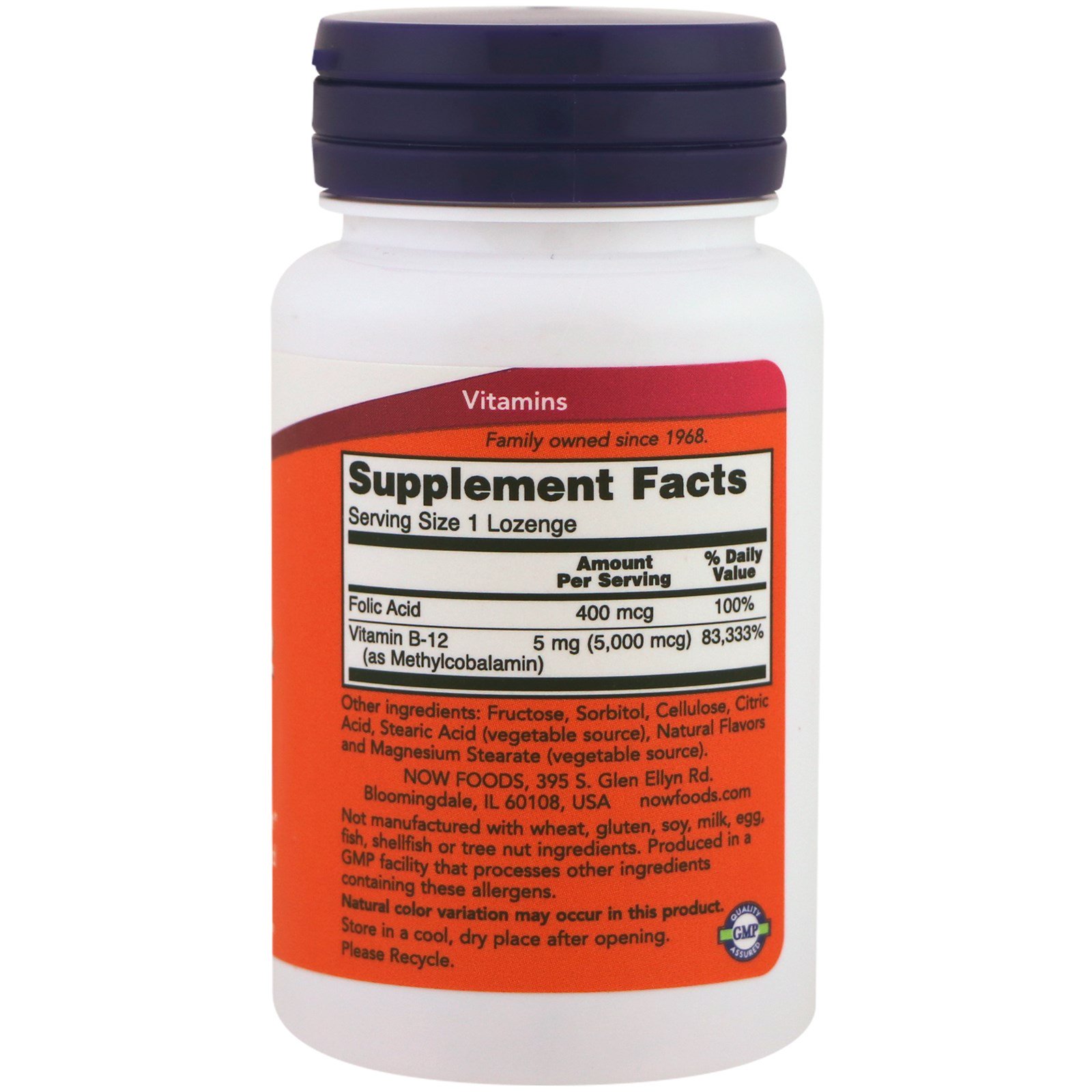Now Foods, Metil B-12, 5000 mcg, 60 pastilhas - Imagem 2