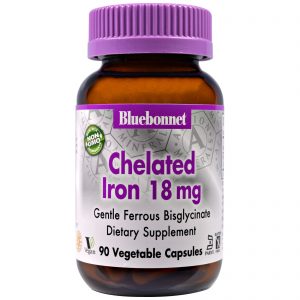 Bluebonnet Nutrition, Ferro Quelato, 18 mg, 90 Cápsulas Vegetais