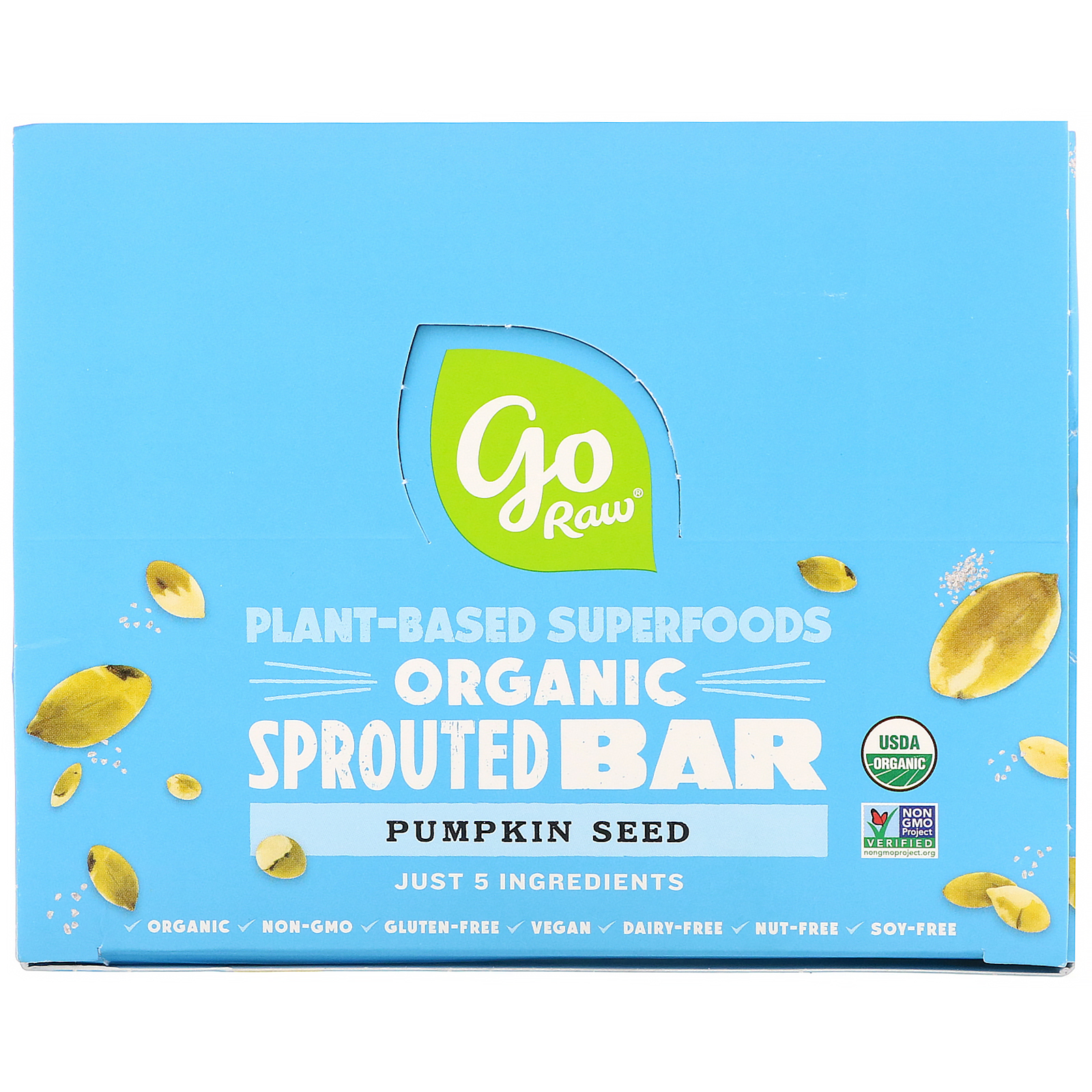 Go Raw, Organic Sprouted Bar, Pumpkin Seed, 10 Bars, 0.5 oz (13 g) Each - Imagem 2