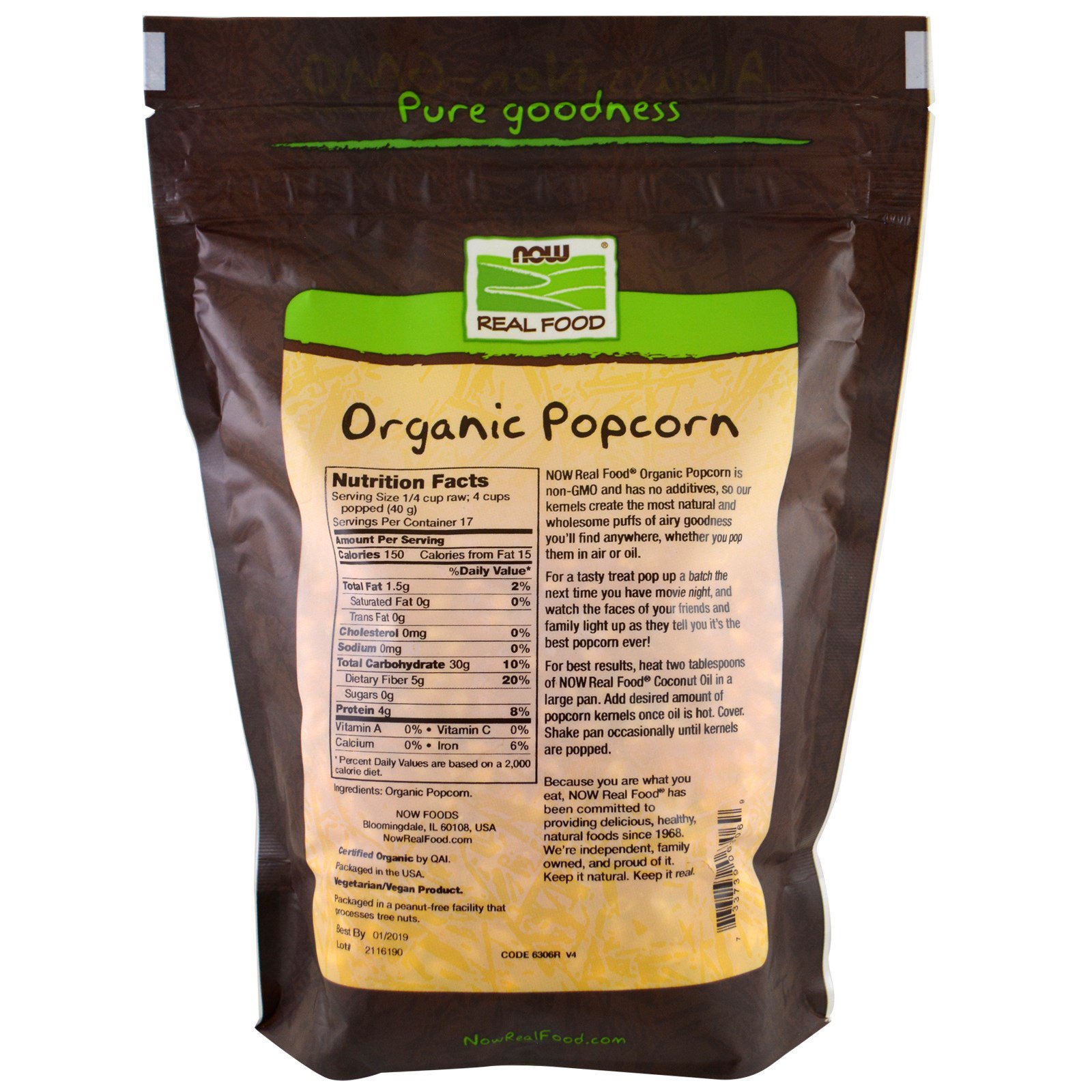 Now Foods, Real Food, Milho de Pipoca Orgânico, 680 g (1,5 lb) - Imagem 2