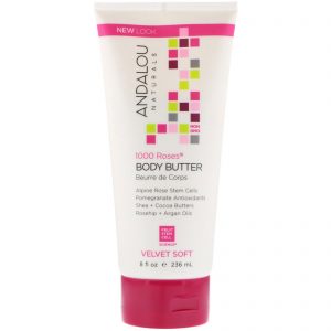 Andalou Naturals, Manteiga Corporal, Suave como Veludo, 1000 Rosas, 236 ml (8 fl oz)