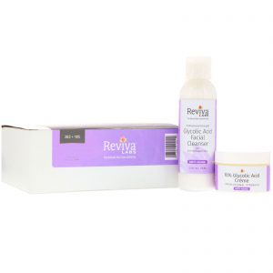 Reviva Labs, Creme com Ácido Glicólico a 10% e Limpador Facial com Ácido Glicólico, Conjunto com 2 Peças
