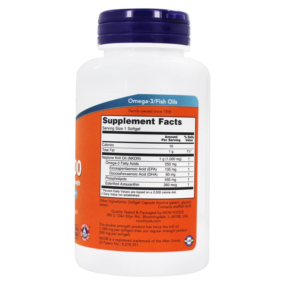 Netuno Krill 1000 Dupla Força 1000 mg . - 60 Softgels NOW Foods - Imagem 2