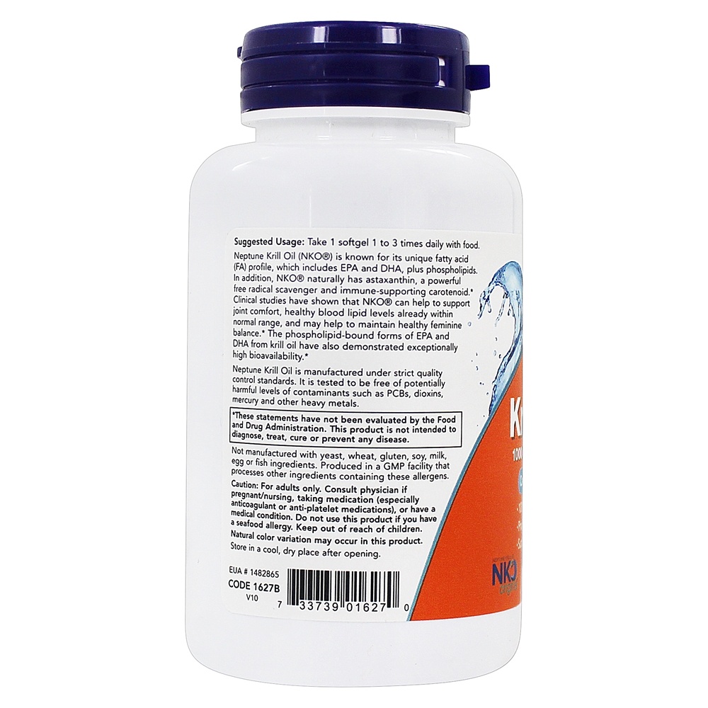 Netuno Krill 1000 Dupla Força 1000 mg . - 60 Softgels NOW Foods - Imagem 3