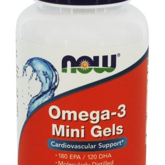Omega - 3 Mini géis 180 EPA / 120 DHA - 180 Softgels NOW Foods