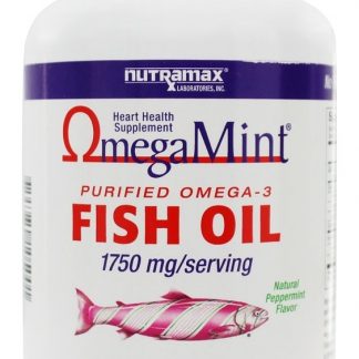 Omega Hortelã purificado Omega - 3 Óleo de peixe Suplemento de saúde do coração Sabor natural de hortelã-pimenta 1750 mg. - 100 Softgels Nutramax Labs