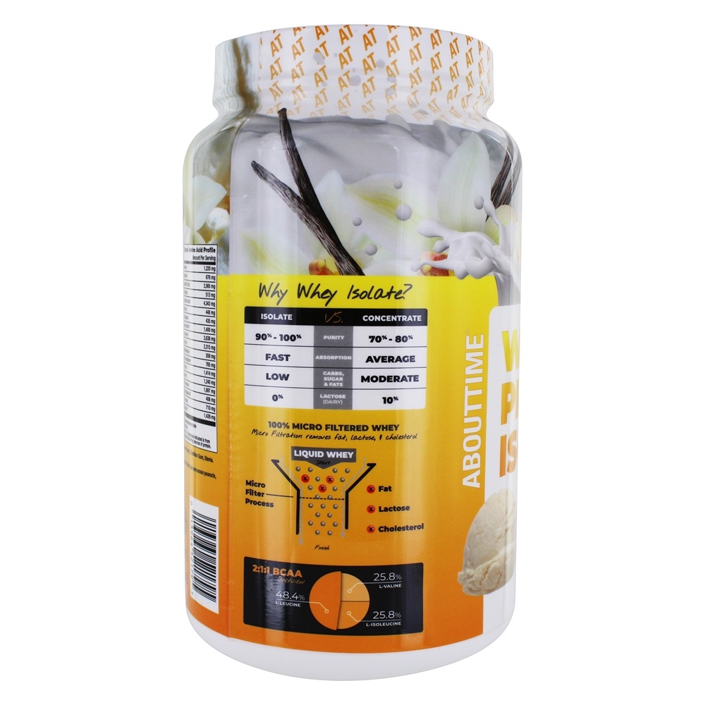 Whey Protein Isolado Sabor Baunilha - 2 lbs. About Time - Imagem 3
