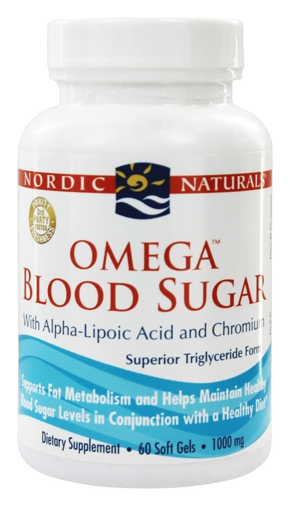 Omega Açúcar no sangue com Alpha -Ácido lipóico e cromo 1000 mg. - 60 Softgels Nordic Naturals