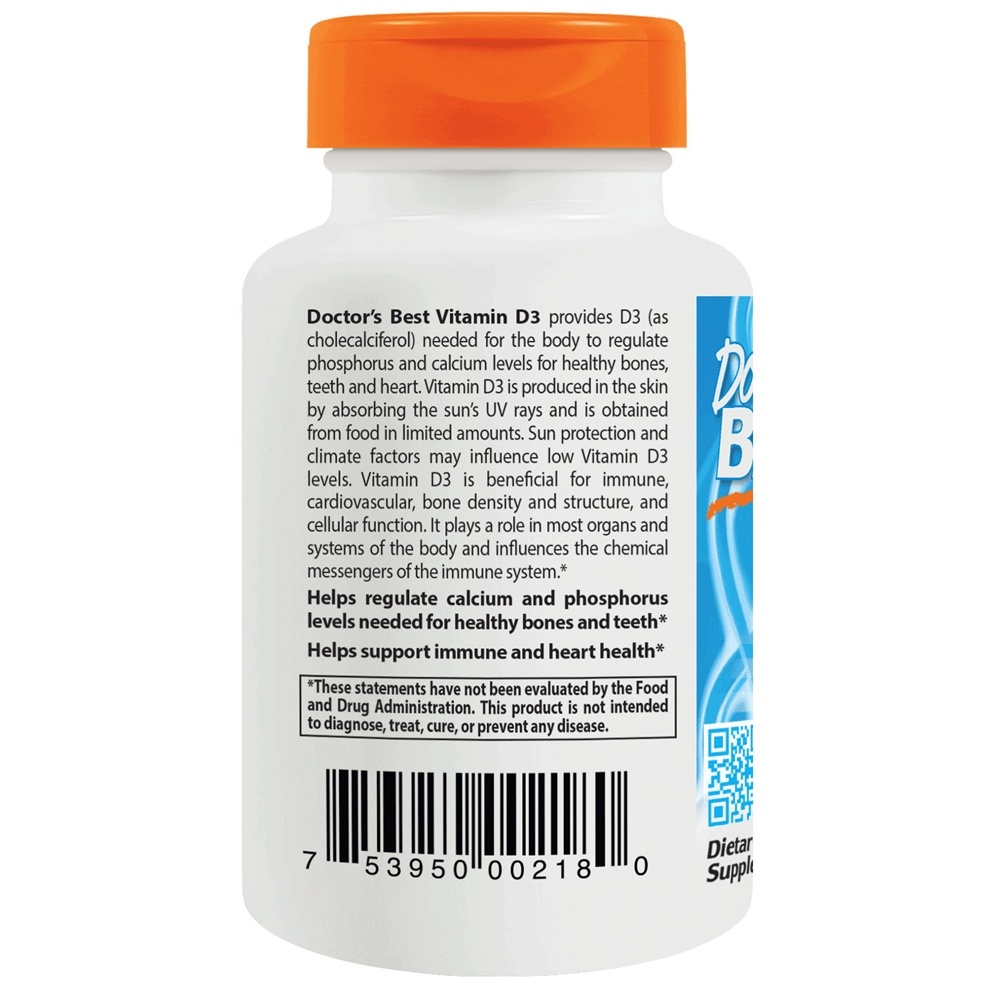 Vitamina D3 5000 UI - 180 Softgels Doctor's Best - Imagem 3