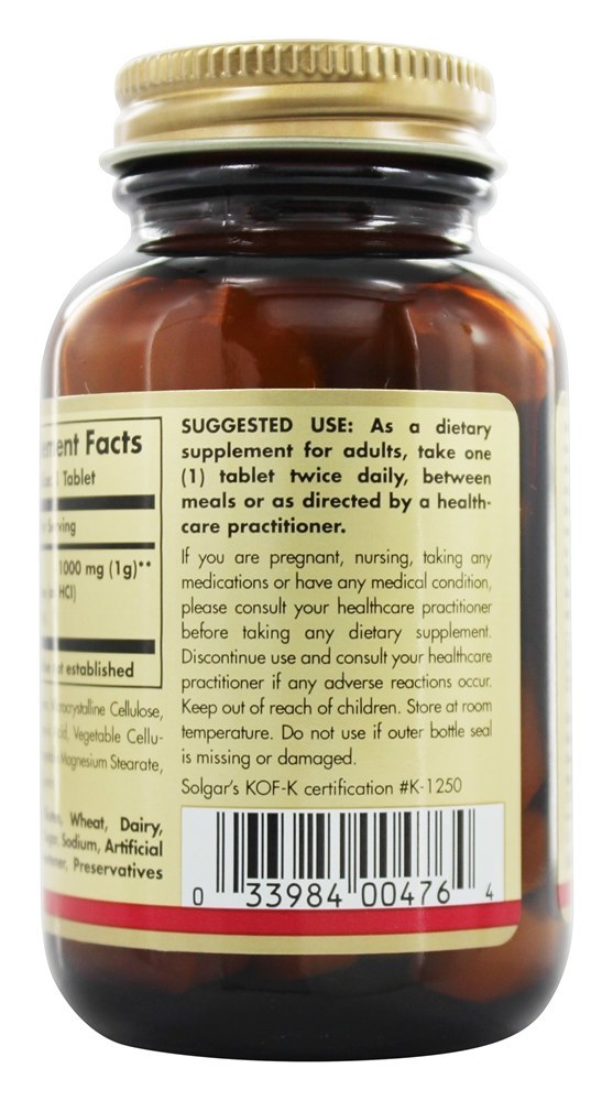 Forma livre de acetil L-carnitina 1000 mg. - 30 Tablets Solgar - Imagem 3