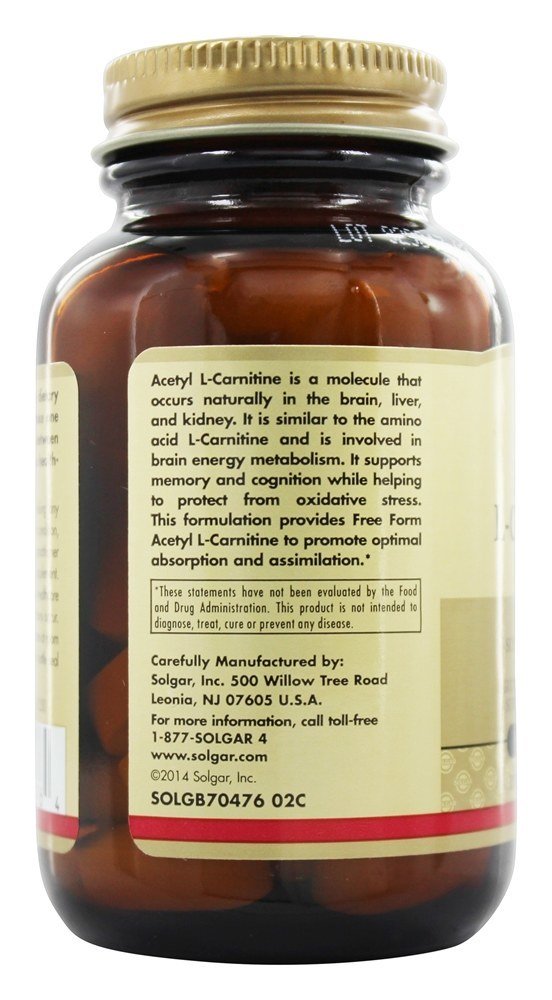 Forma livre de acetil L-carnitina 1000 mg. - 30 Tablets Solgar - Imagem 4