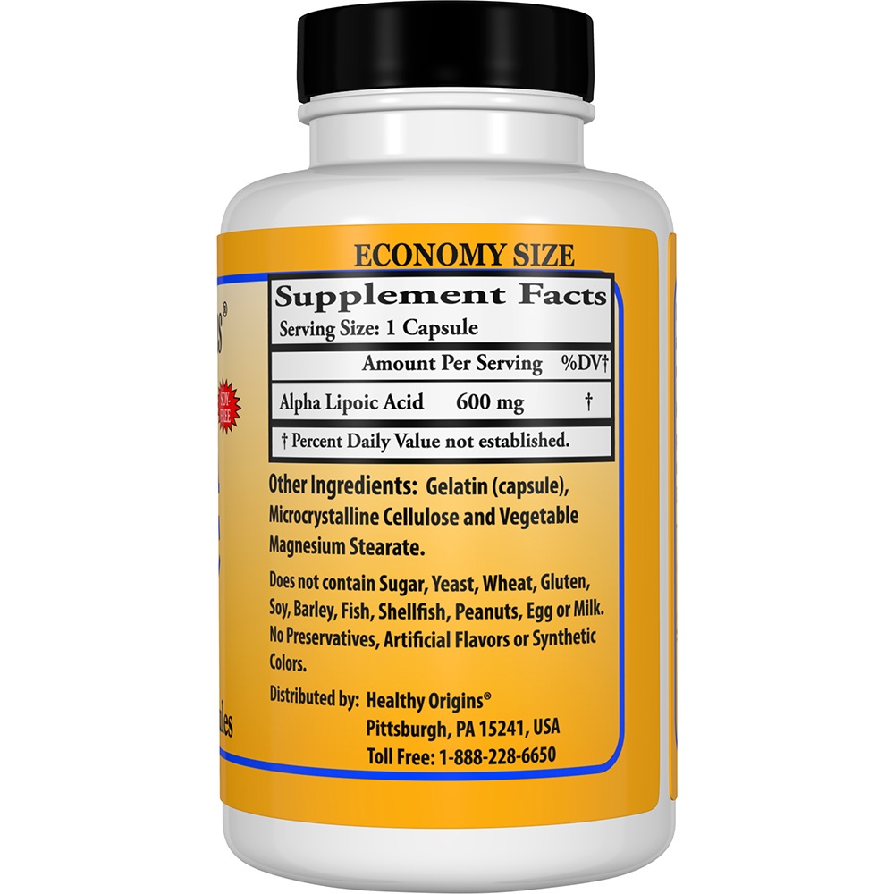 Ácido Alpha-Lipóico 600 mg. - Cápsulas 150 Healthy Origins - Imagem 2