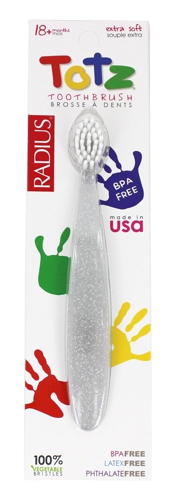 Escova de dentes macia extra Totz para idades 18 Brilho transparente para meses e meses Radius