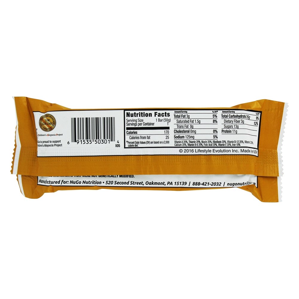 Para Ir Proteína Bar Amendoim Manteiga Chocolate - 1.76 oz. NuGo Nutrition - Imagem 3