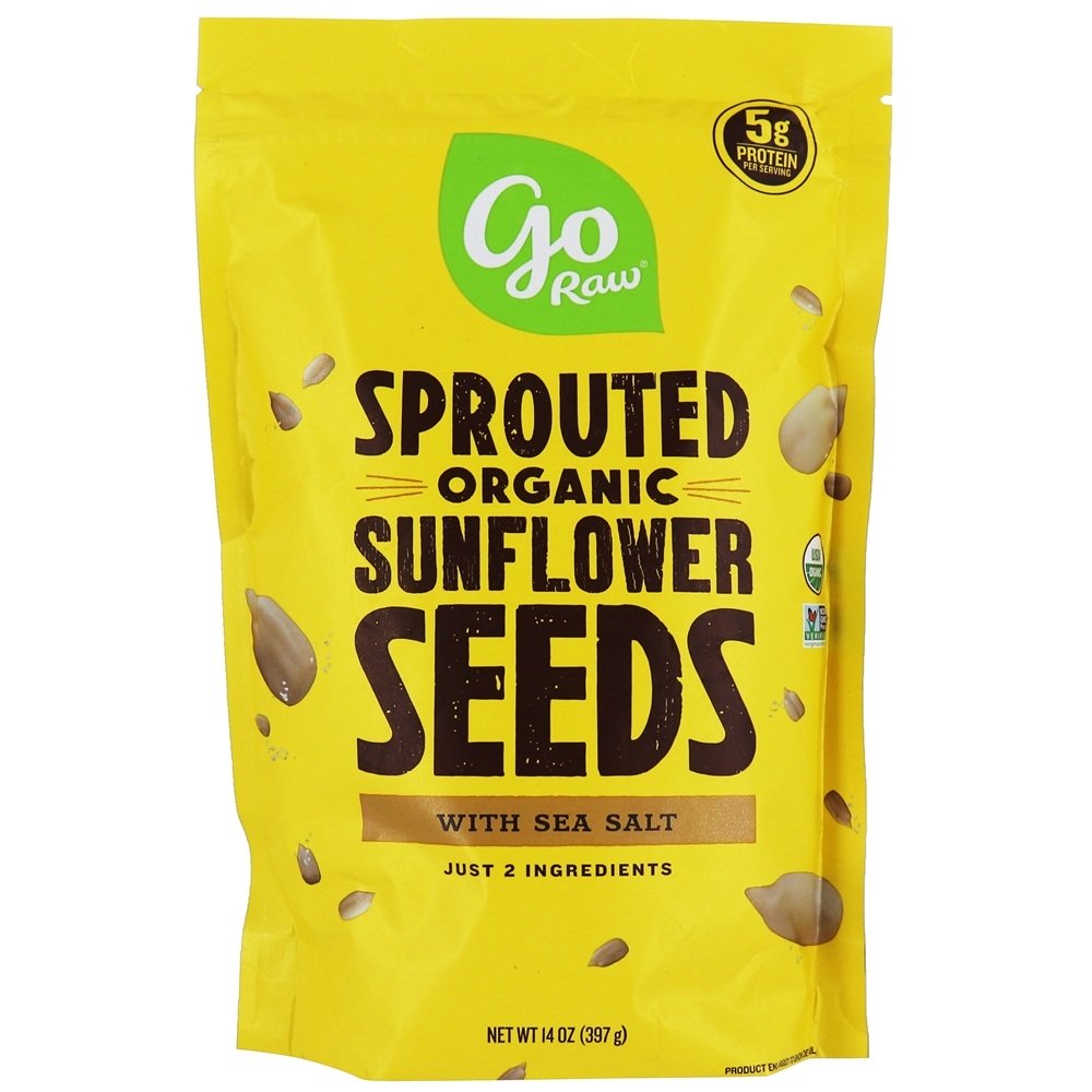 Sementes De Girassol Orgânicas Brotadas Com Sal Do Mar - 14 oz. Go Raw