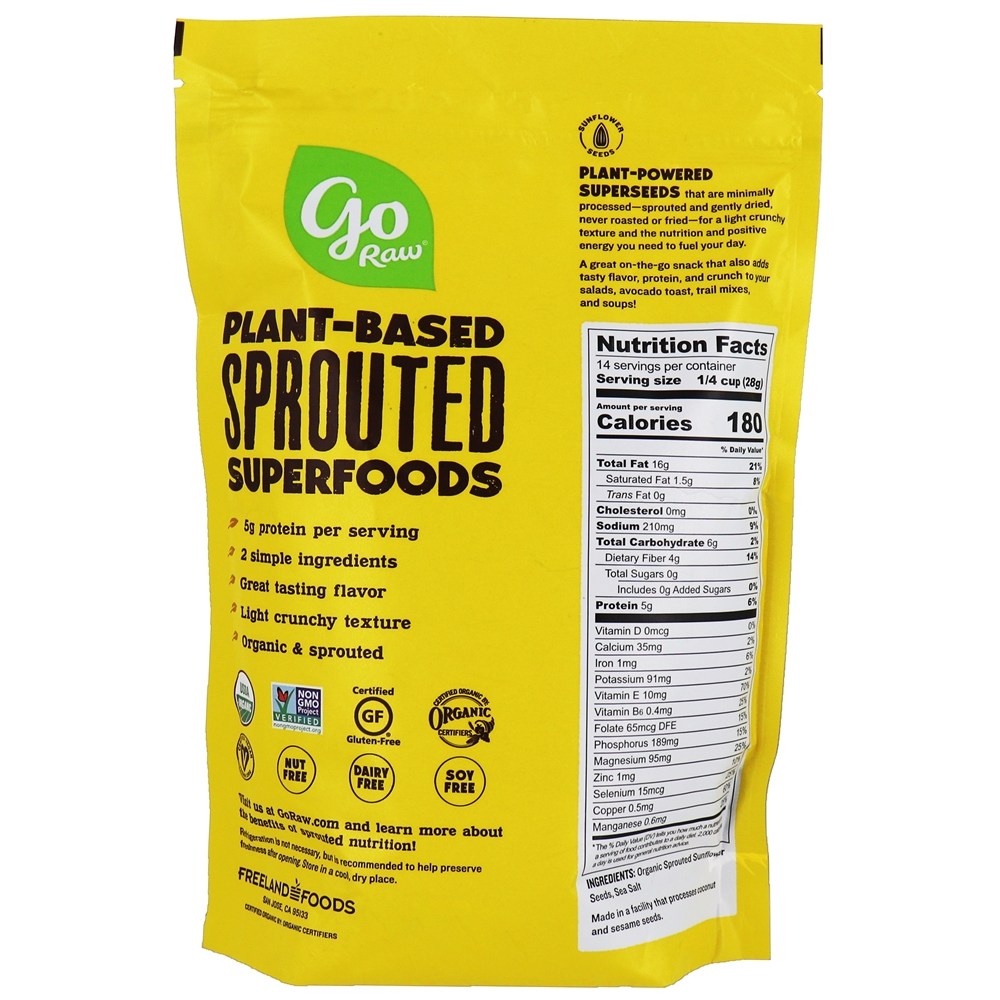 Sementes De Girassol Orgânicas Brotadas Com Sal Do Mar - 14 oz. Go Raw - Imagem 2