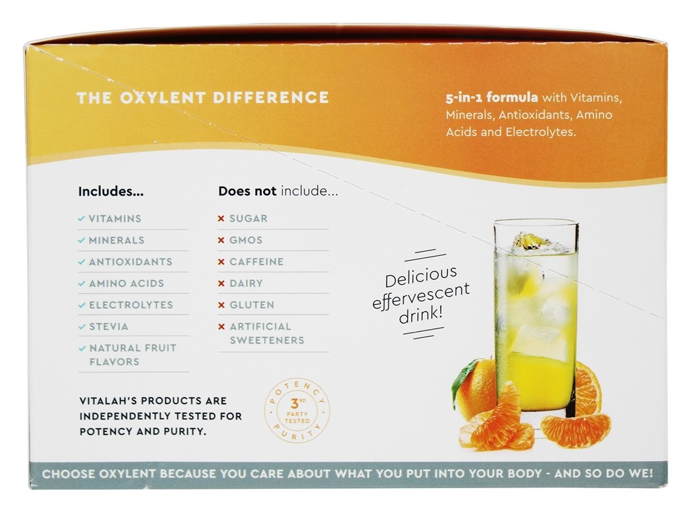 5-em-1 suplemento multivitamínico bebida mandarim espumante - 30 Pacotes (s) Oxylent - Imagem 4
