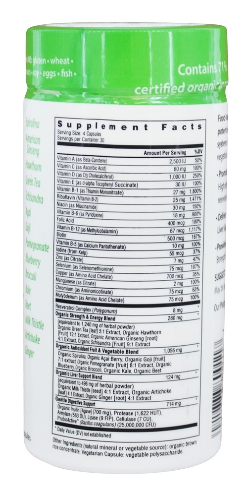 Multivitamínico certificado para homens orgânicos - Cápsulas vegetarianas 120 Rainbow Light - Imagem 2