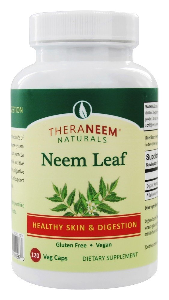 Pele saudável e digestão de folhas de Neem - Cápsulas vegetarianas 120 Organix South