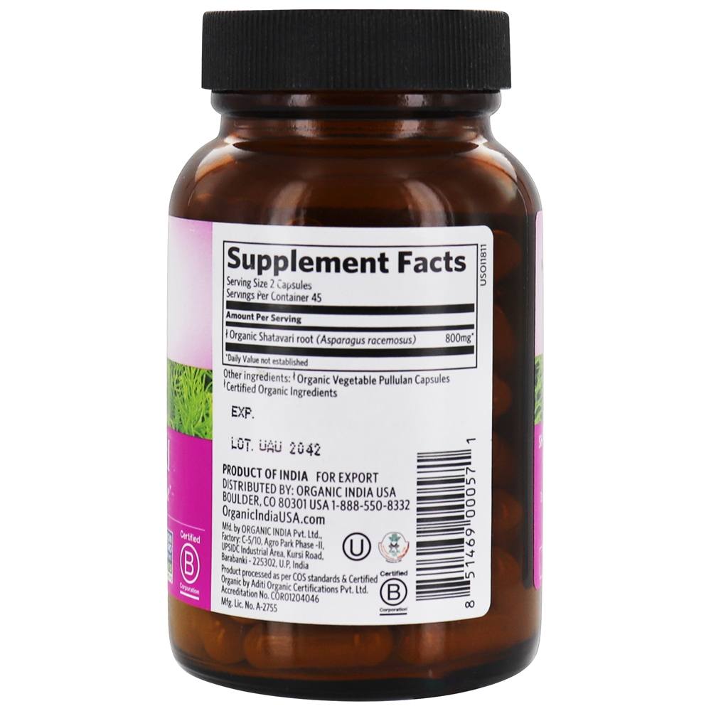Shatavari Hormonal Balance - Cápsulas vegetarianas 90 Organic India - Imagem 2
