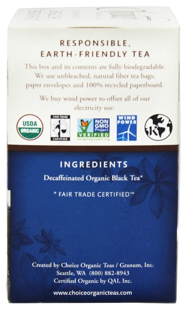 Café da Manhã Inglês Descafeinado - 16 Saquinhos de Chá Choice Organic Teas - Imagem 2