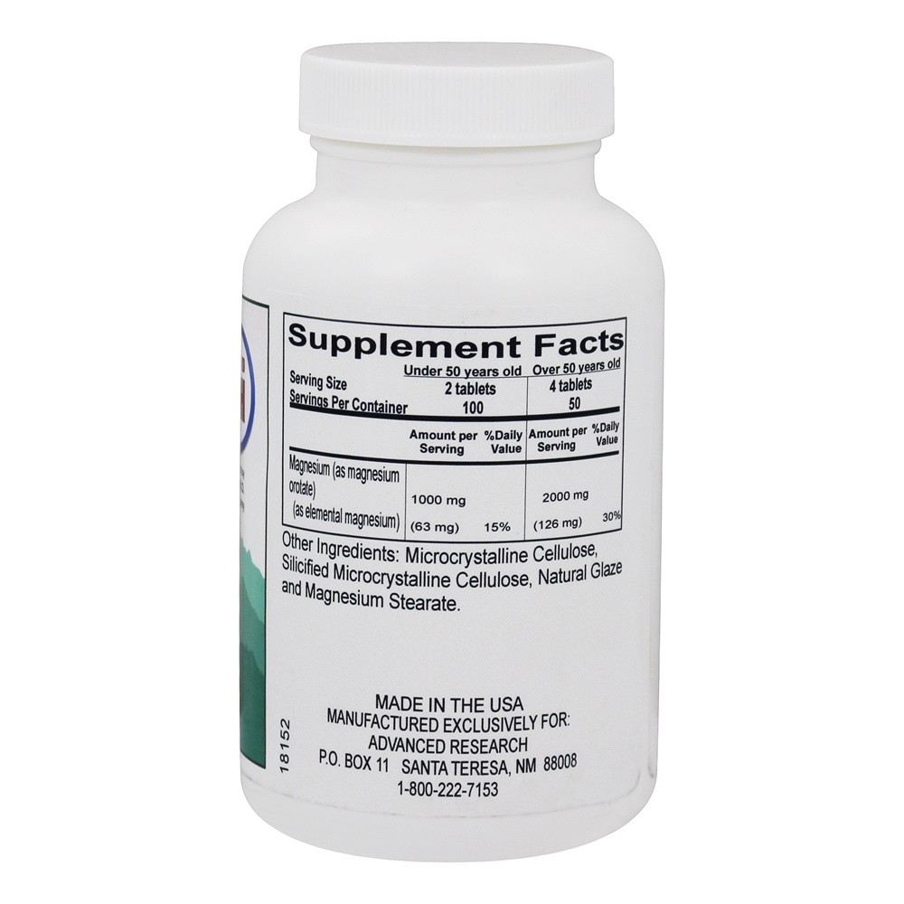 Orotato de Magnésio 500 mg. - 200 Tablets Advanced Research - Imagem 2