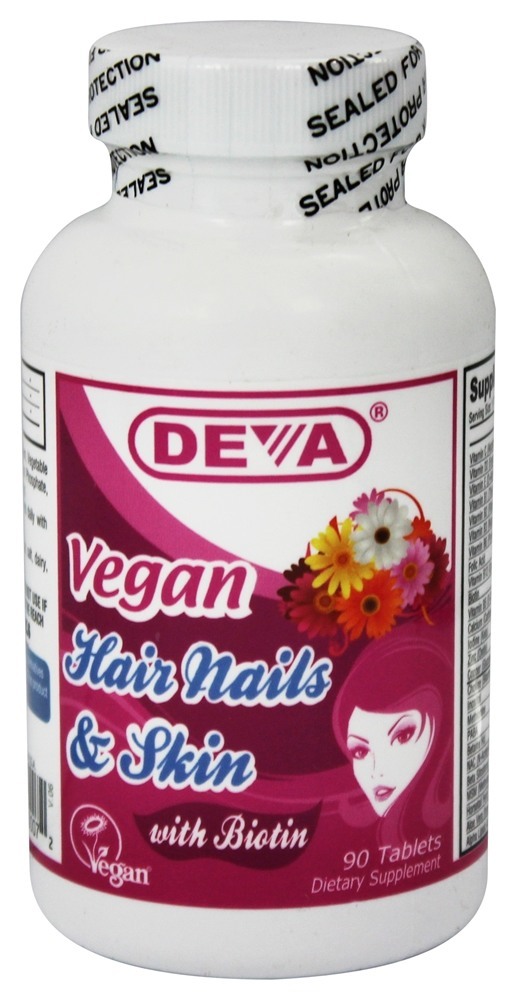 Unhas de cabelo vegan e pele com biotina - 90 Tablets Deva Nutrition