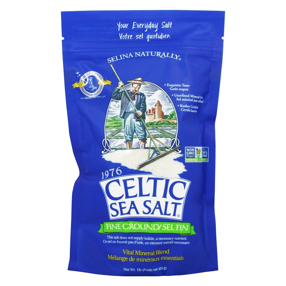 Terra fina do saco Resealable da mistura mineral vital - 1 lb. Celtic Sea Salt