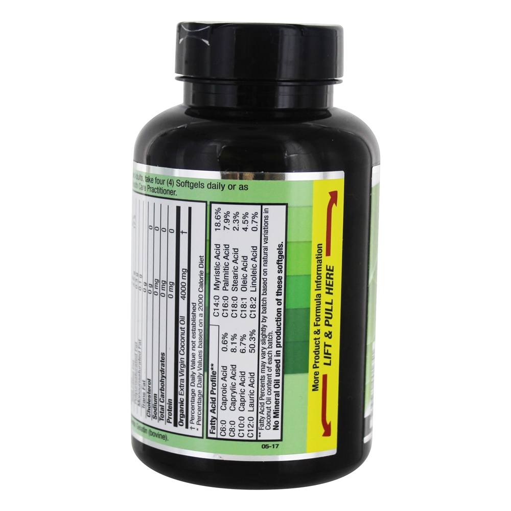Óleo de coco 100 % Pure Extra Virgin - 120 Softgels Anteriormente FruitrientsXEmerald Labs - Imagem 3