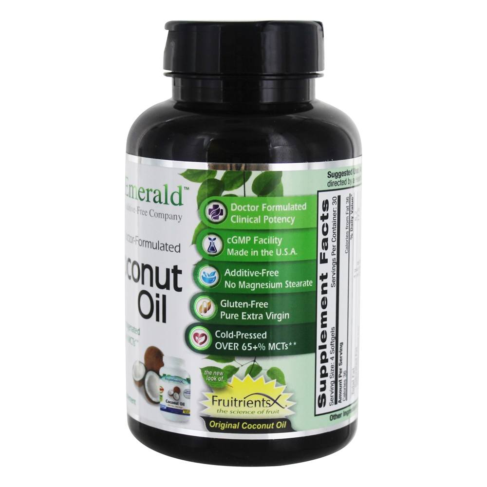 Óleo de coco 100 % Pure Extra Virgin - 120 Softgels Anteriormente FruitrientsXEmerald Labs - Imagem 4
