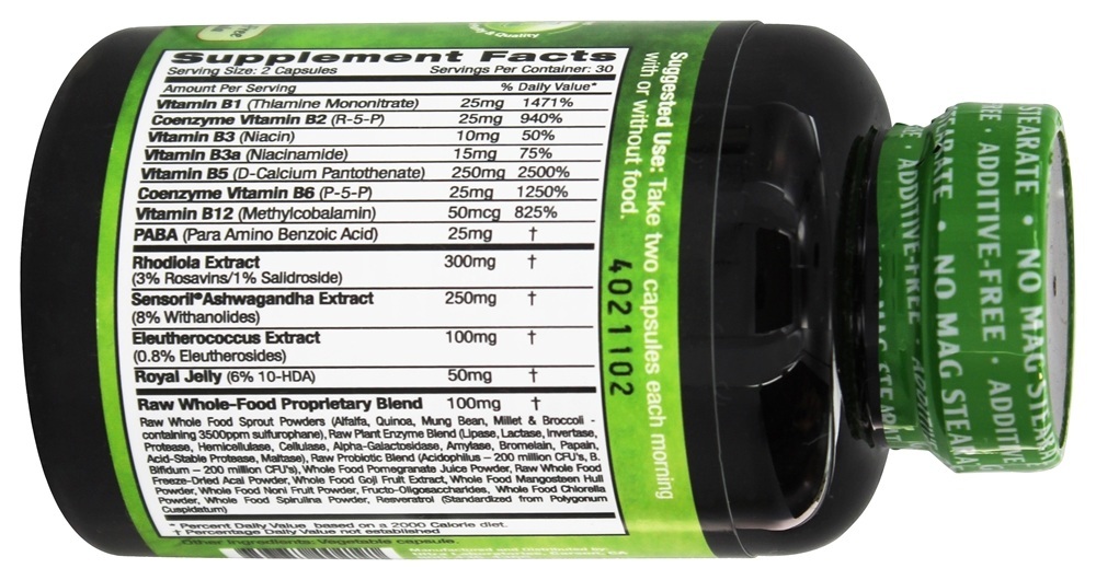 Ad-renal Saúde Cru Inteiro-Comida Baseado Fórmula - Cápsulas vegetarianas 60 Emerald Labs - Imagem 2