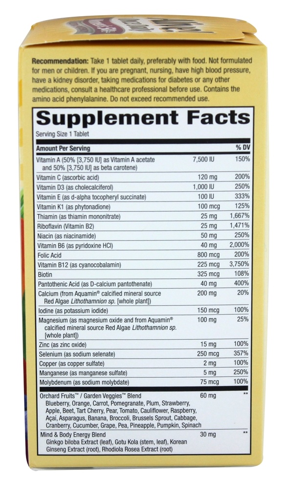 Alive para Mulheres de 50+ Anos Multivitamínico & Energizador Integral Um Por Dia Ultra Potência - 60 Tablets Nature's Way - Imagem 3