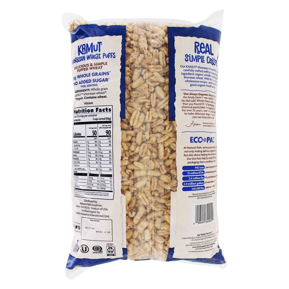 Khorasan Orgânico Trigo Puff Cereal Kamut - 6 oz. Nature's Path Organic - Imagem 2
