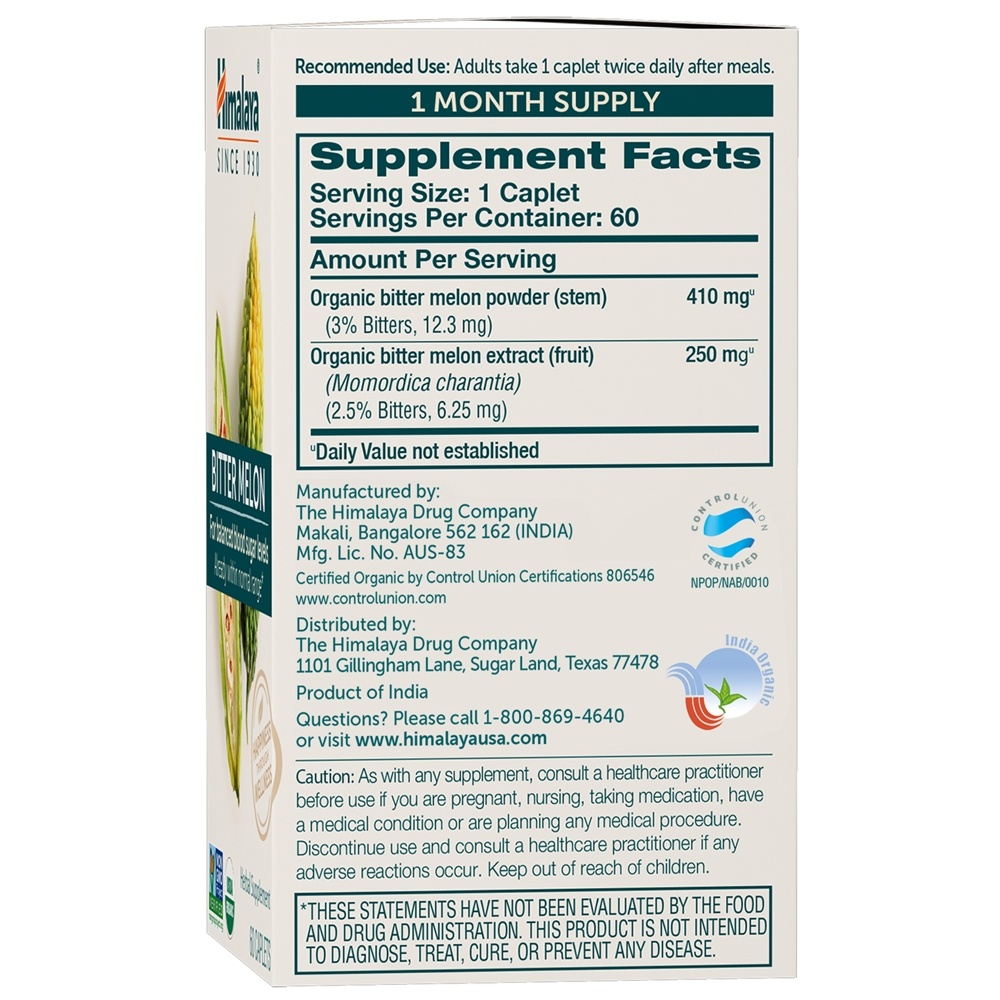 Amostra de melão amargo, alcance normal de açúcar no sangue - 60 Cápsulas Himalaya Herbal Healthcare - Imagem 2