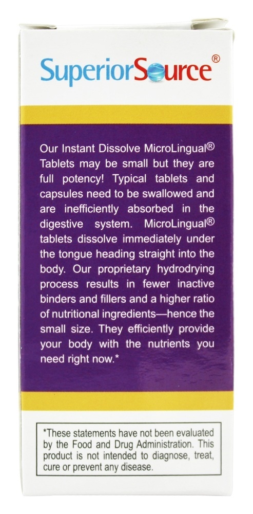 B12 Metilcobalamina 1000 mcg Com B6 & Ácido Fólico 800 mcg. - 60 Tablets Superior Source - Imagem 3
