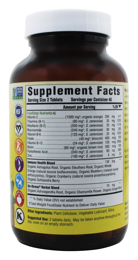 DailyFoods Un-Stress Ervas Orgânicas Anti-Stress - 90 Comprimidos vegetarianos MegaFood - Imagem 2
