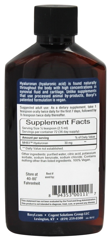 Suplemento Dietético de Ácido Hialurônico - 6 oz. Baxyl - Imagem 2