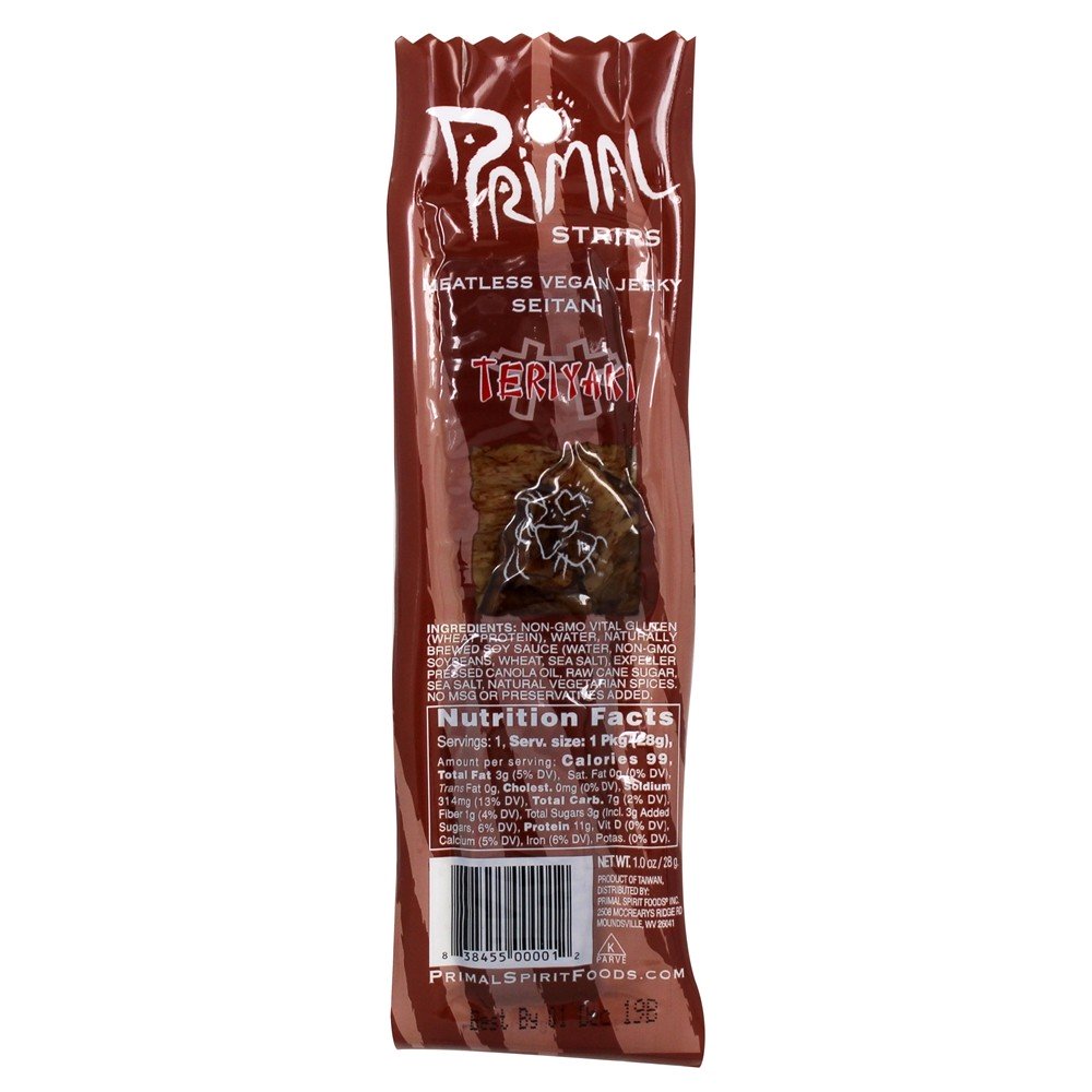 Sem carne Vegan Irregular Seitan Teriyaki Sabor - 1 Conte Primal Strips