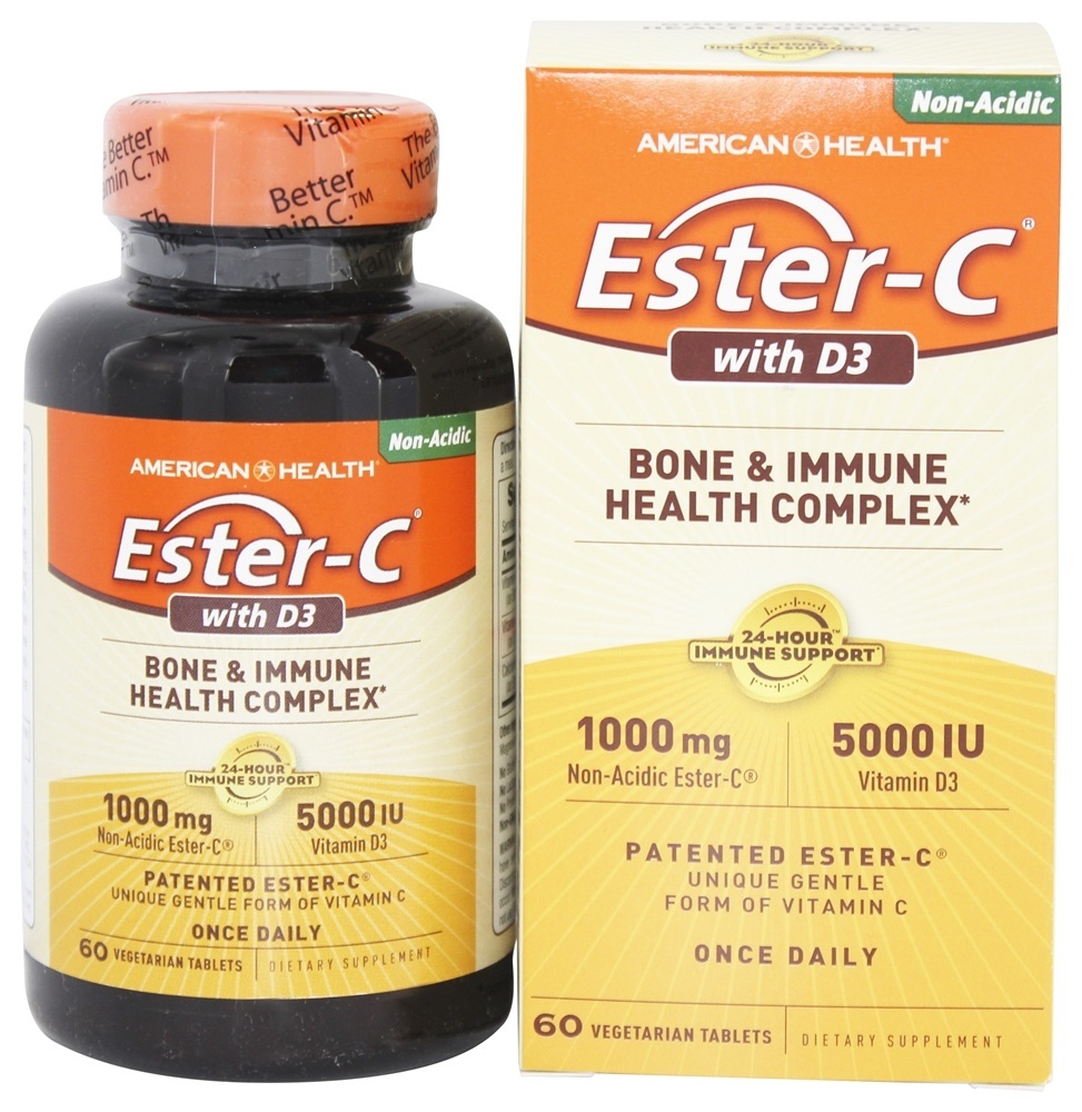 Ester C Com D3 5000 UI 1000 mg. - 60 Tablets American Health