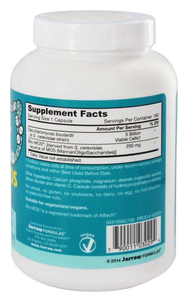 Saccharomyces Boulardii + Suplemento Probiótico MOS 5 Bilhões de UFC - Cápsulas vegetarianas 180 Jarrow Formulas - Imagem 2