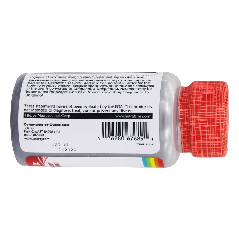 Ubiquinol CoQ-10 50 mg. - 30 Softgels Solaray - Imagem 4