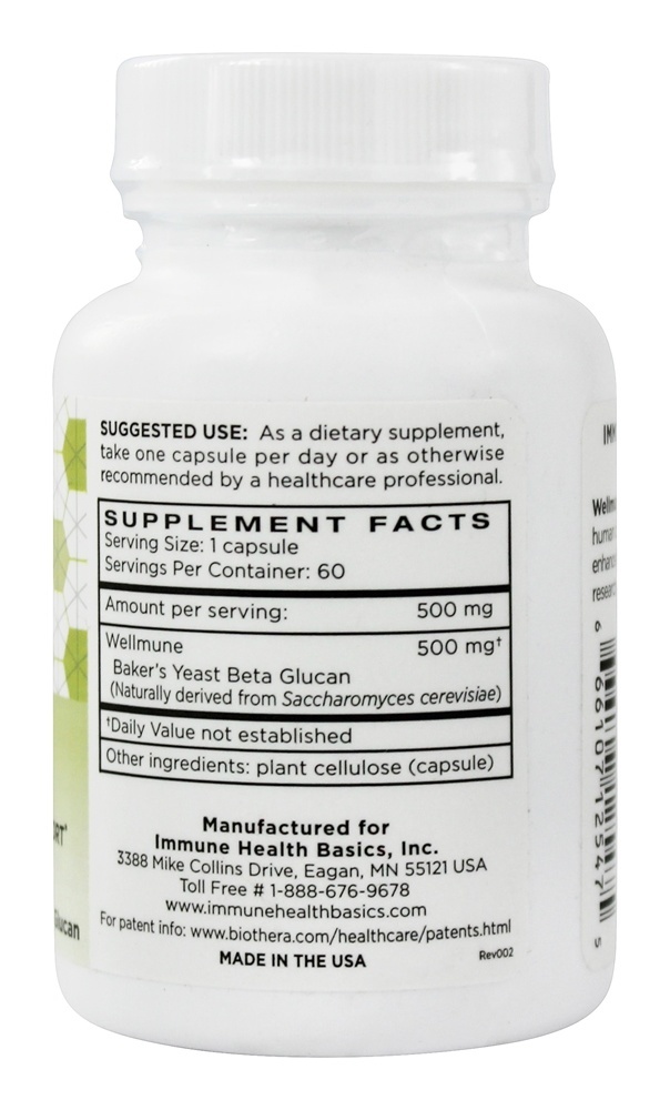 Beta Glutan com Wellmune WGP para Saúde Imunológica 500 mg. - Cápsulas 60 Immune Health Basics - Imagem 2
