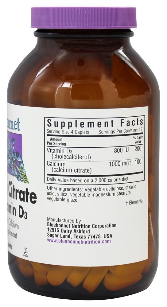 Citrato de Cálcio Com Vitamina D3 de Alta Potência - 180 Cápsulas Bluebonnet Nutrition - Imagem 2