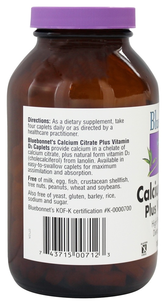 Citrato de Cálcio Com Vitamina D3 de Alta Potência - 180 Cápsulas Bluebonnet Nutrition - Imagem 3