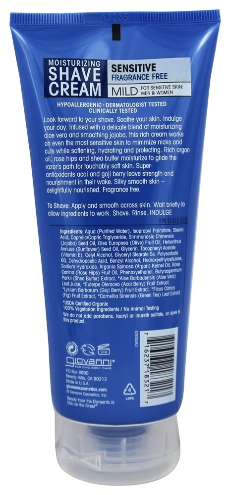 Hidratante Barbear Creme Sensível Fragrância Livre - 7 fl. oz. Giovanni - Imagem 2