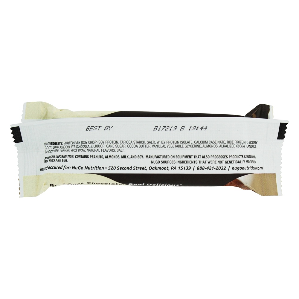 Barra De Chocolate Escuro Real Magro Brownie Crunch - 1.59 oz. NuGo Nutrition - Imagem 2