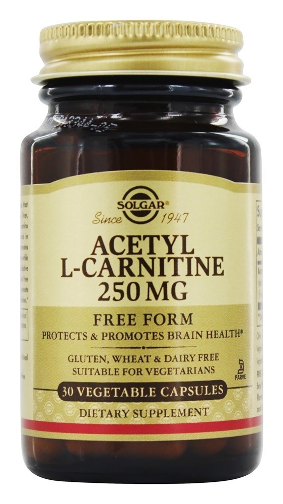 Forma livre de acetil L-carnitina 250 mg. - Cápsulas vegetarianas 30 Solgar