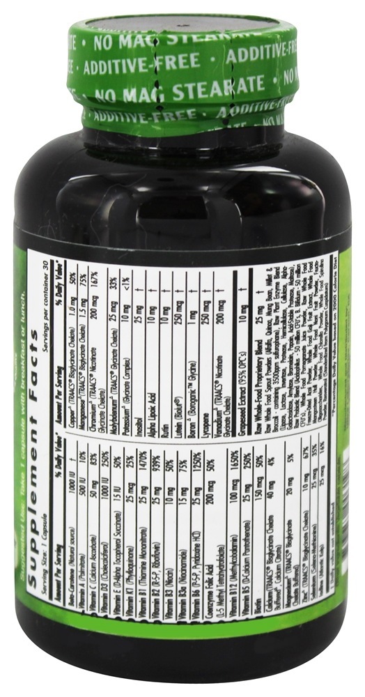 Fórmula completa à base de alimentos integrais Multi Vit-A-Min - Cápsulas vegetarianas 30 Emerald Labs - Imagem 2