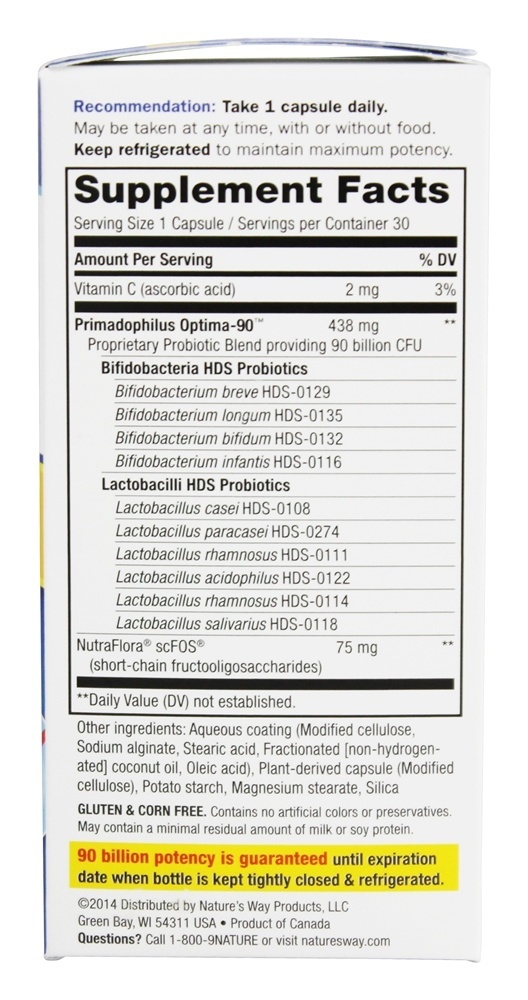 Primadophilu Optima Max Bifido Ativo Probiotic 90 Bilhões de UFC - Cápsulas 30 Nature's Way - Imagem 2